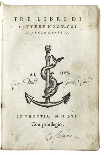 MANUZIO, PAOLO. Tre Libri di Lettere Volgari.  1556